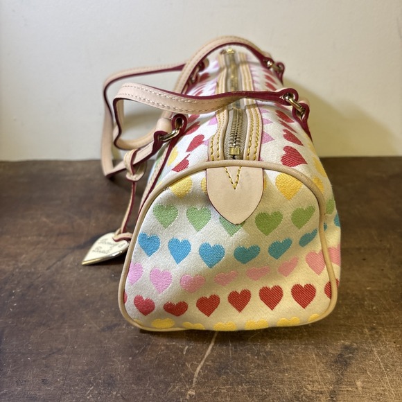 Dooney & Bourke Leather Trimmed Rainbow Barrel Bag Y2K 11"x6" - Picture 5 of 12
